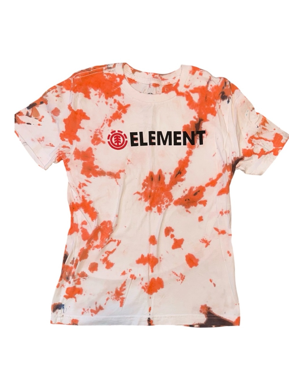 Element Tie-Dye Logo Cotton Tee in White & Orange